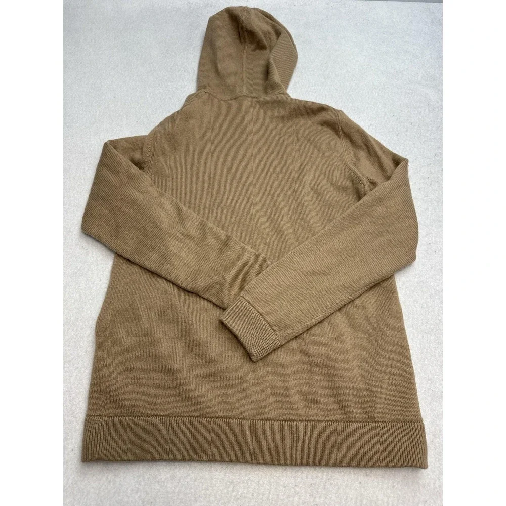 Theory‎ Sweater Mens Medium Brown Wool Cashmere Full Zip Hooded Cardigan Knit